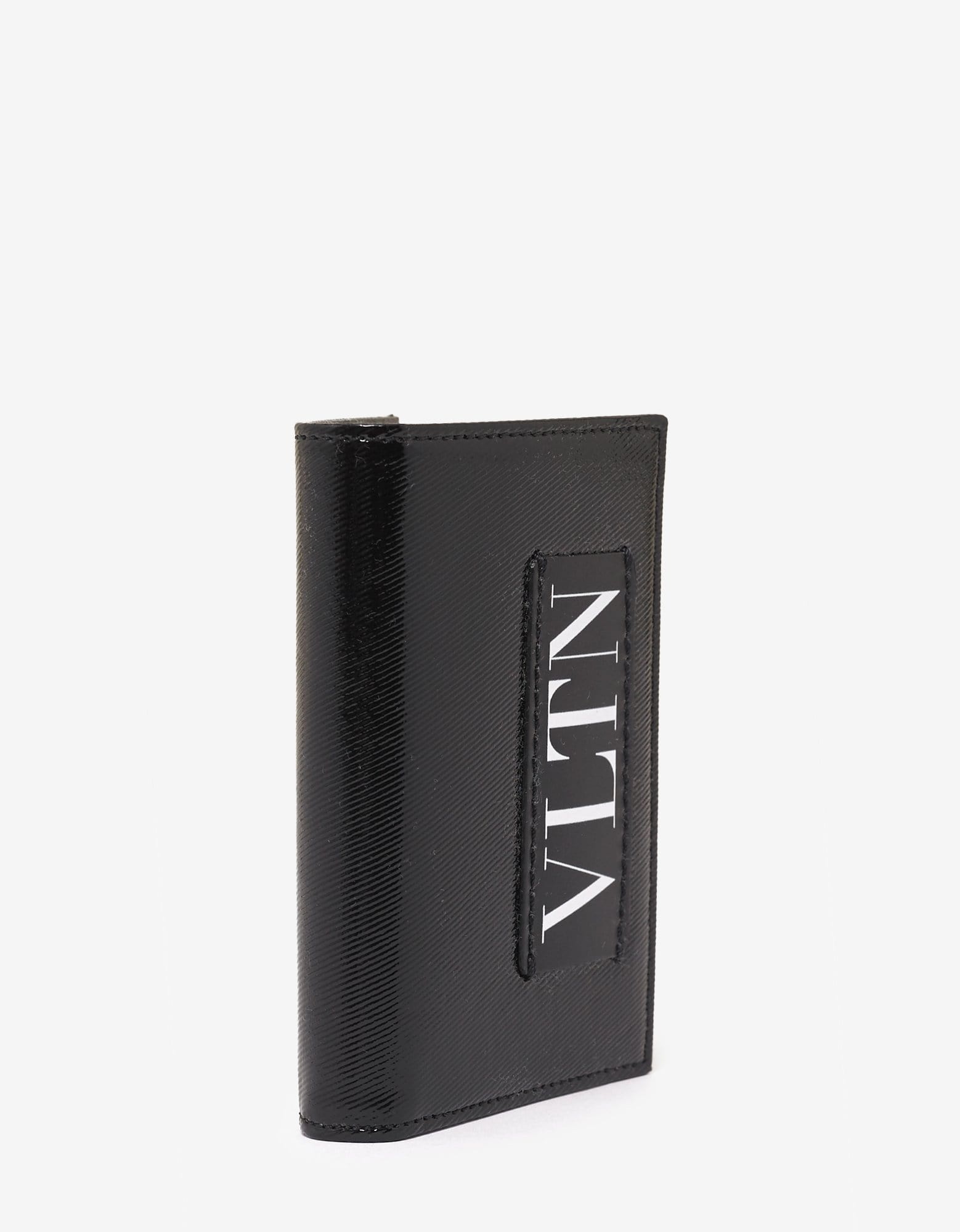 Black Patent Leather VLTN Card Wallet - 2