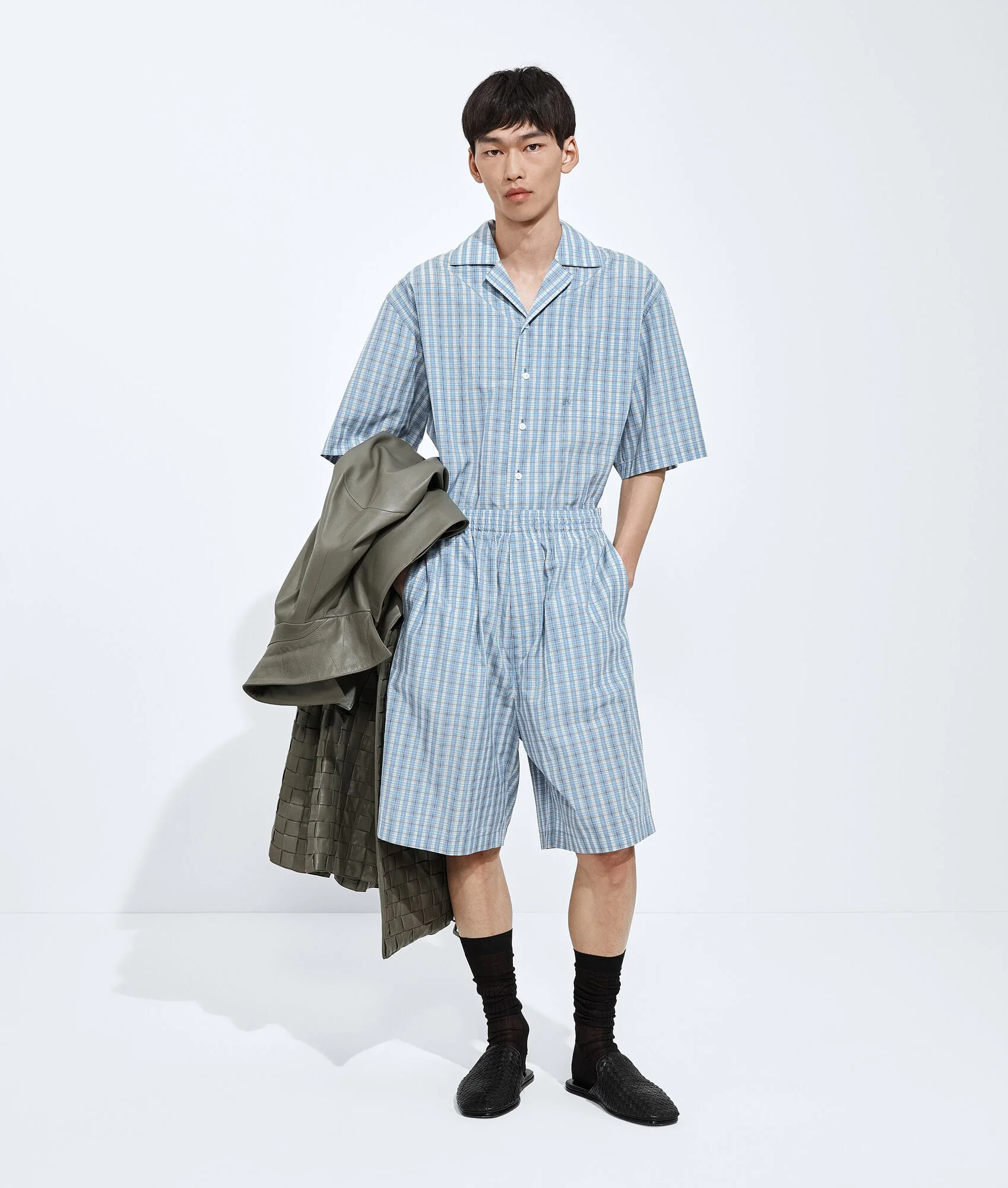 Cotton And Silk Check Shorts - 1