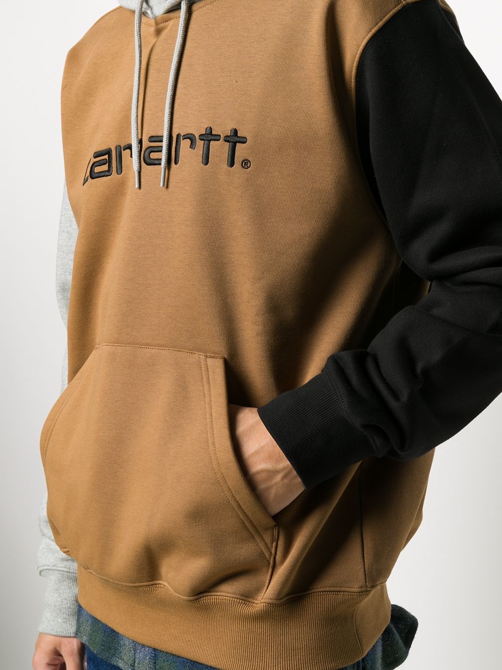 colour-block embroidered logo hoodie - 5