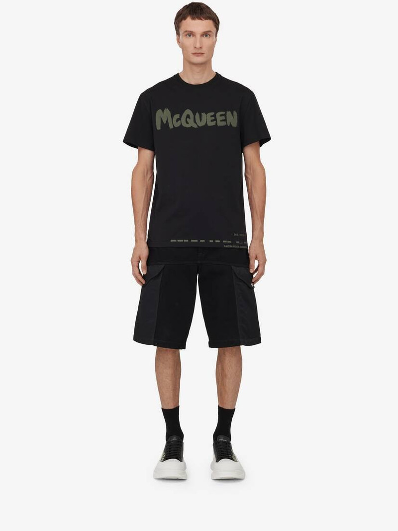 Alexander McQueen Men's Hybrid Denim Shorts in Black outlook