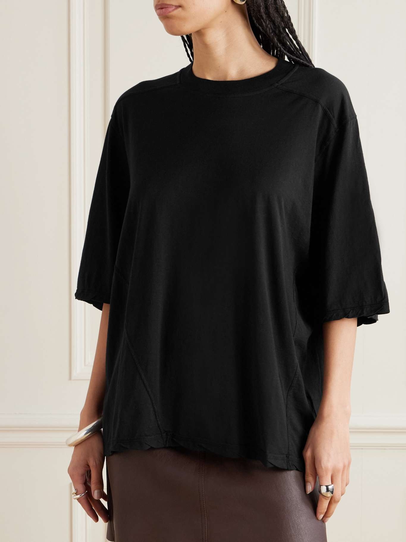 Walrus paneled cotton-jersey T-shirt Black - 3