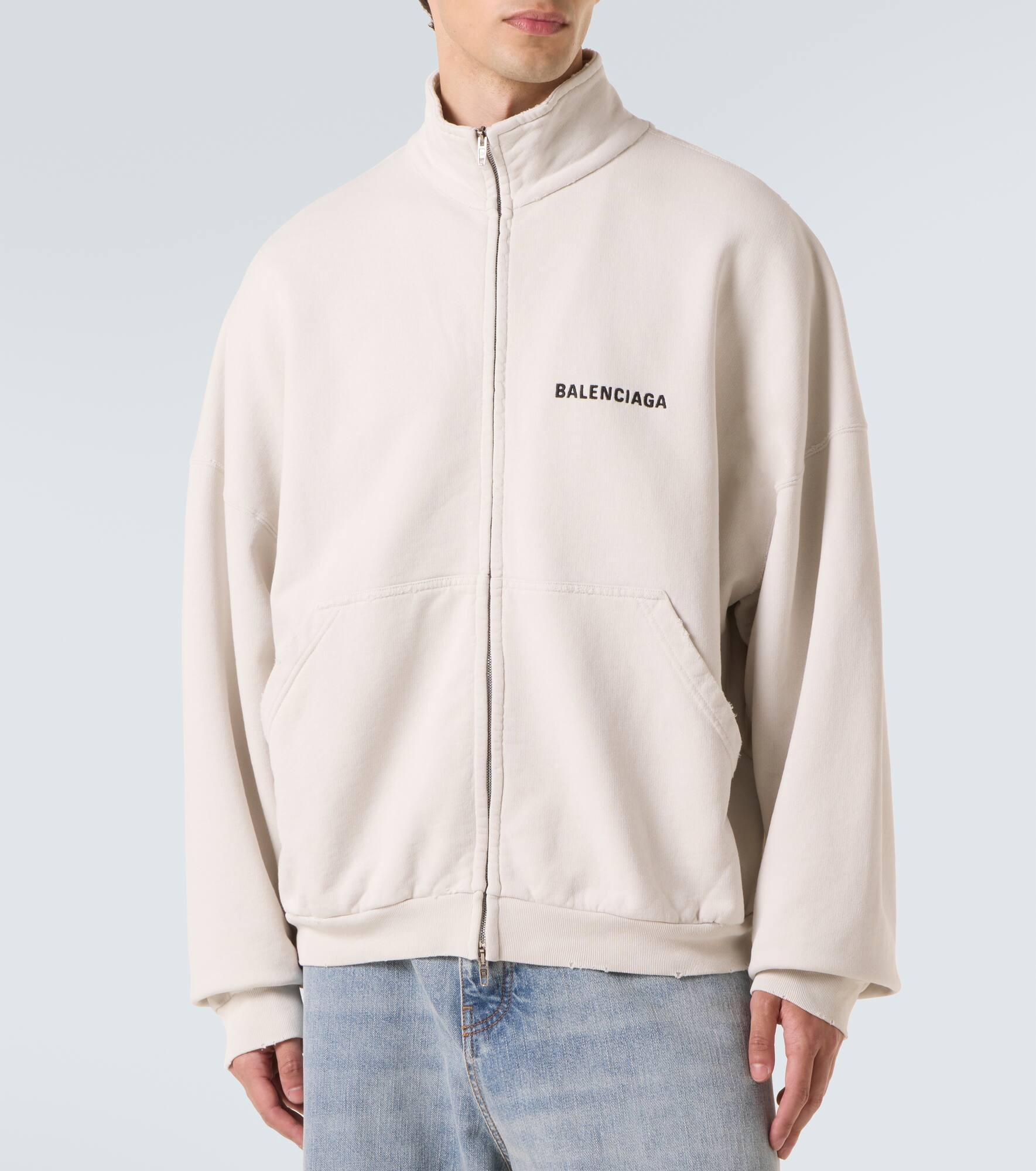 Logo cotton jersey track jacket - 3