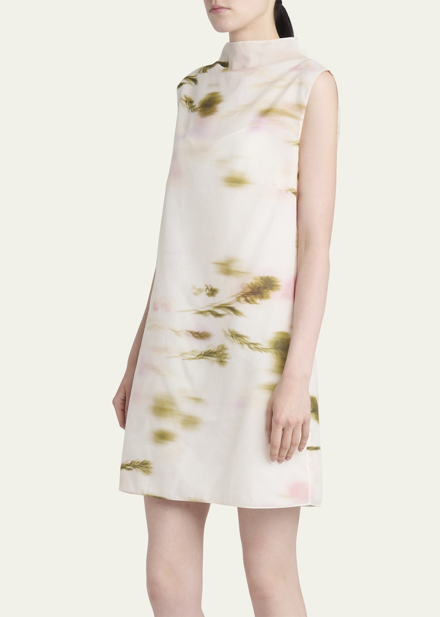 Blossom Flower Organdy Funnel-Neck Mini Dress - 4