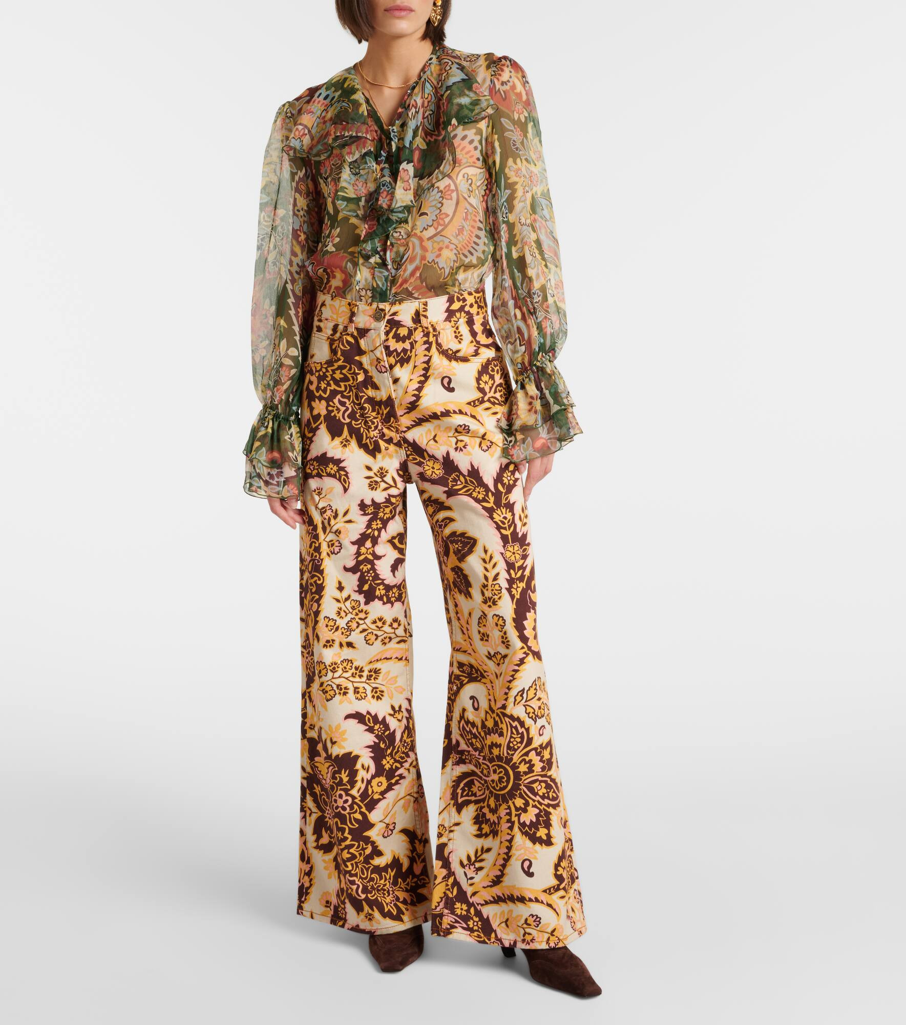 Floral high-rise wide-leg jeans - 2
