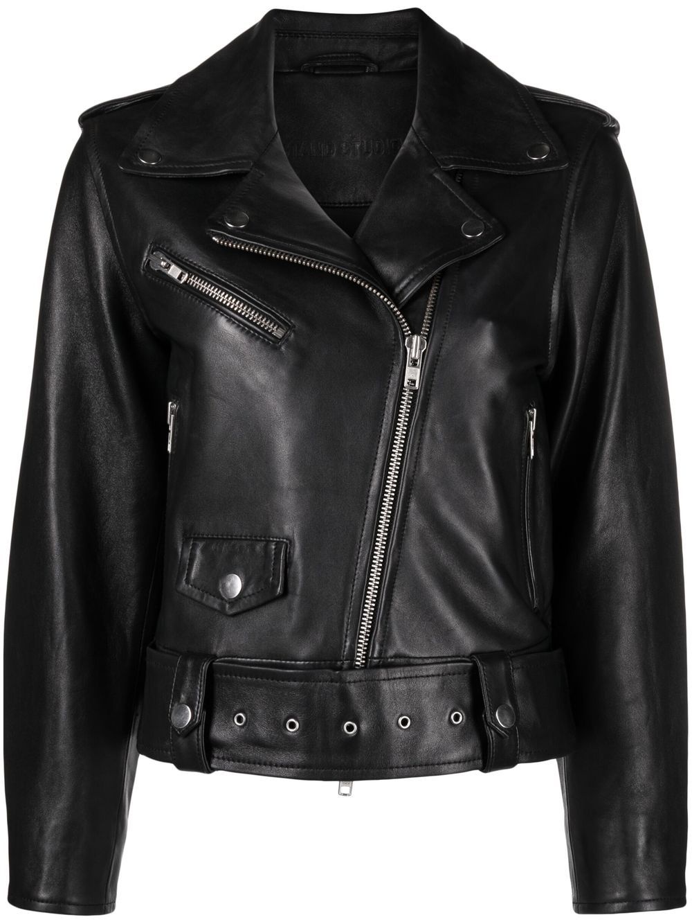 zip-up leather jacket - 1
