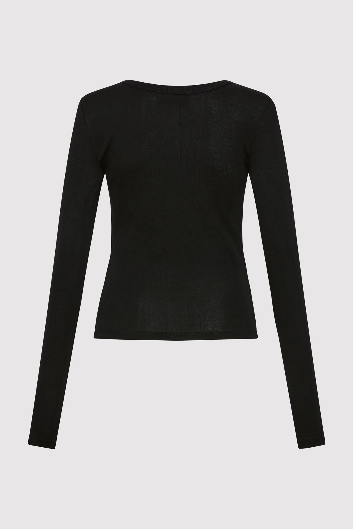 Organic Cotton Soft Rib Long Sleeve Top - Black - 6