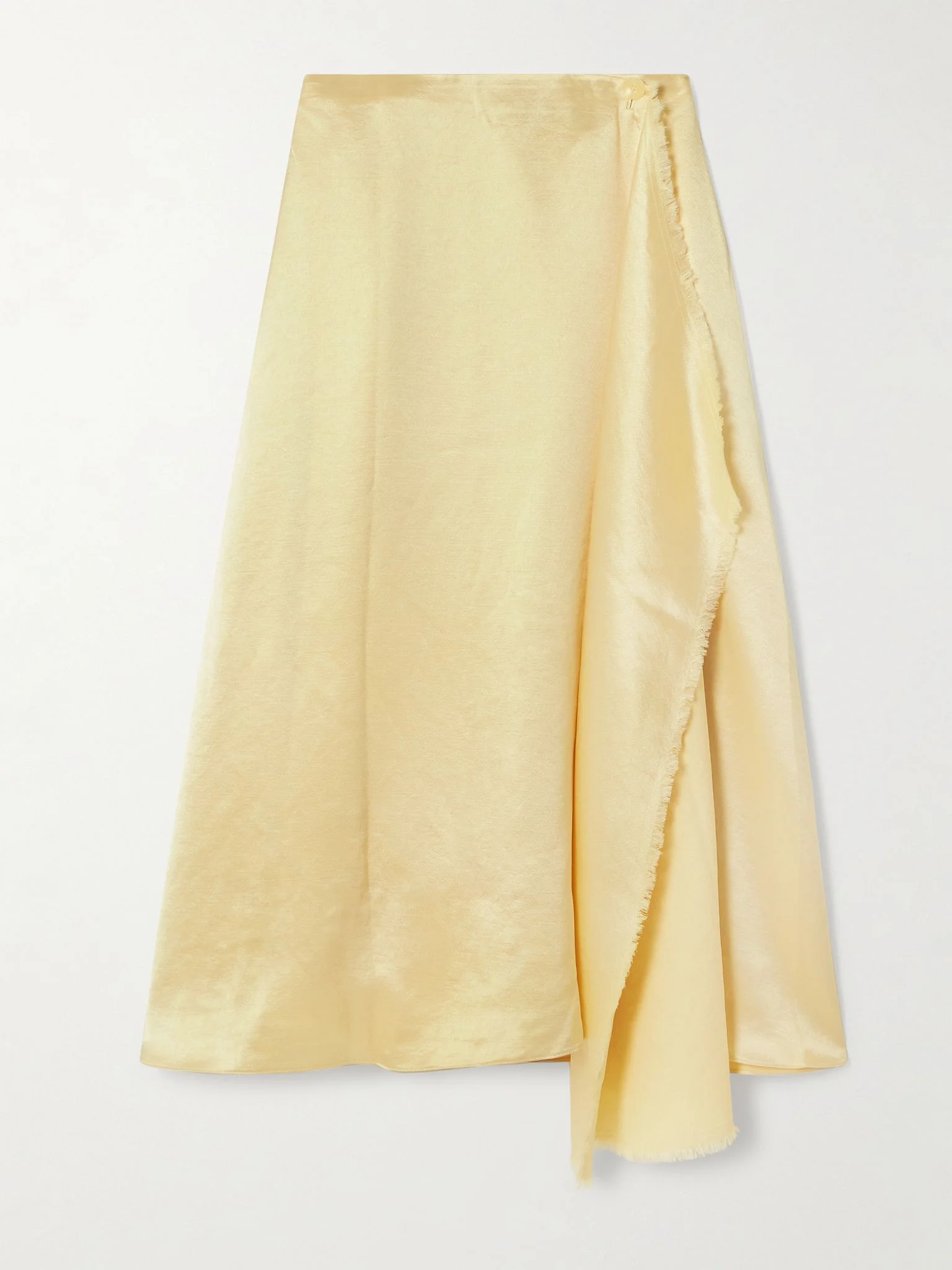 Verlap draped frayed dupioni wrap maxi skirt Pastel yellow - 1