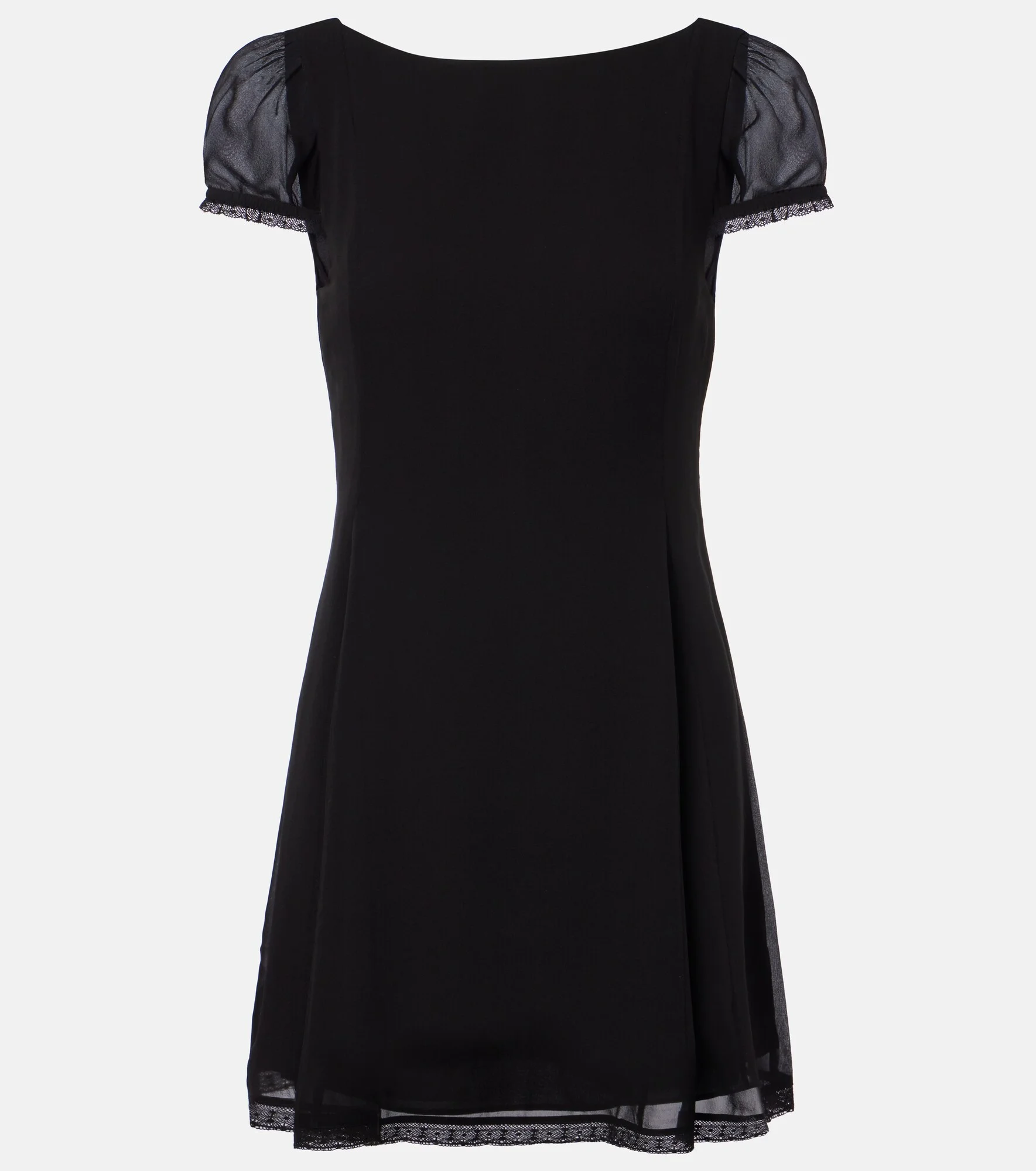 Priscilla lace-trimmed silk minidress - 1
