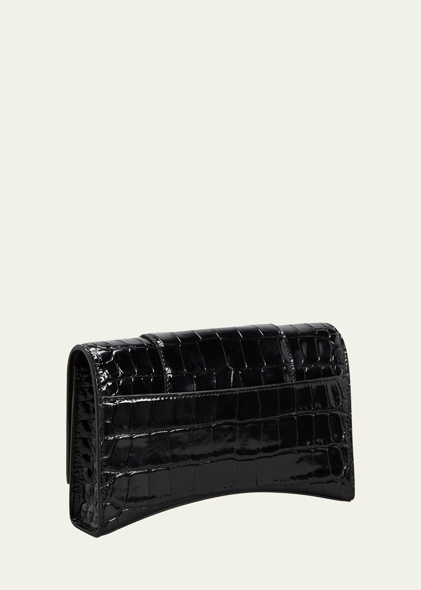 Hourglass Shiny Mock-Croc Chain Wallet - 3