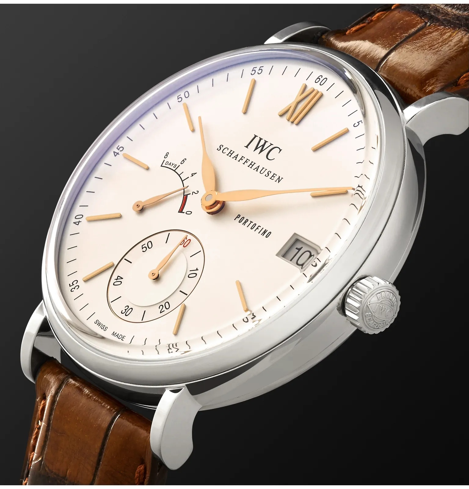 Portofino Hand-Wound Eight Days 45mm Stainless Steel and Alligator Watch, Ref. No. IW510103 - 4