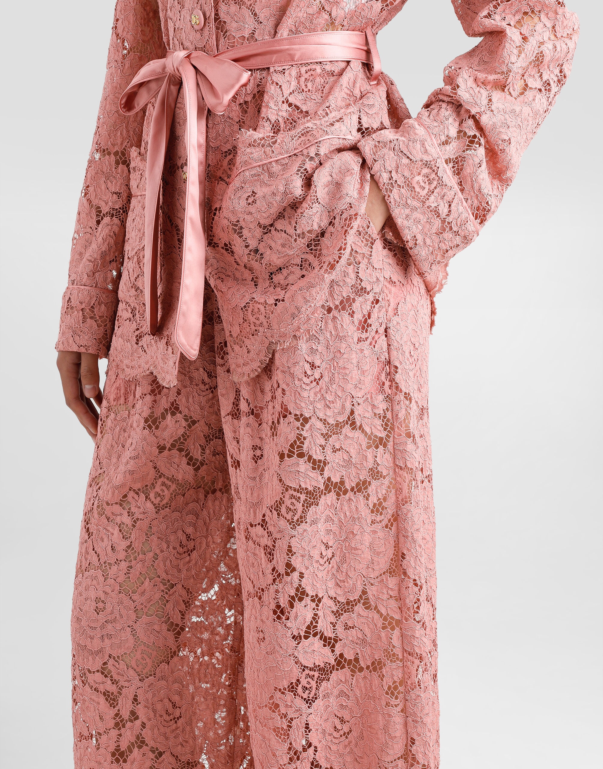 Flared floral cordonetto lace pants with DG logo - 5