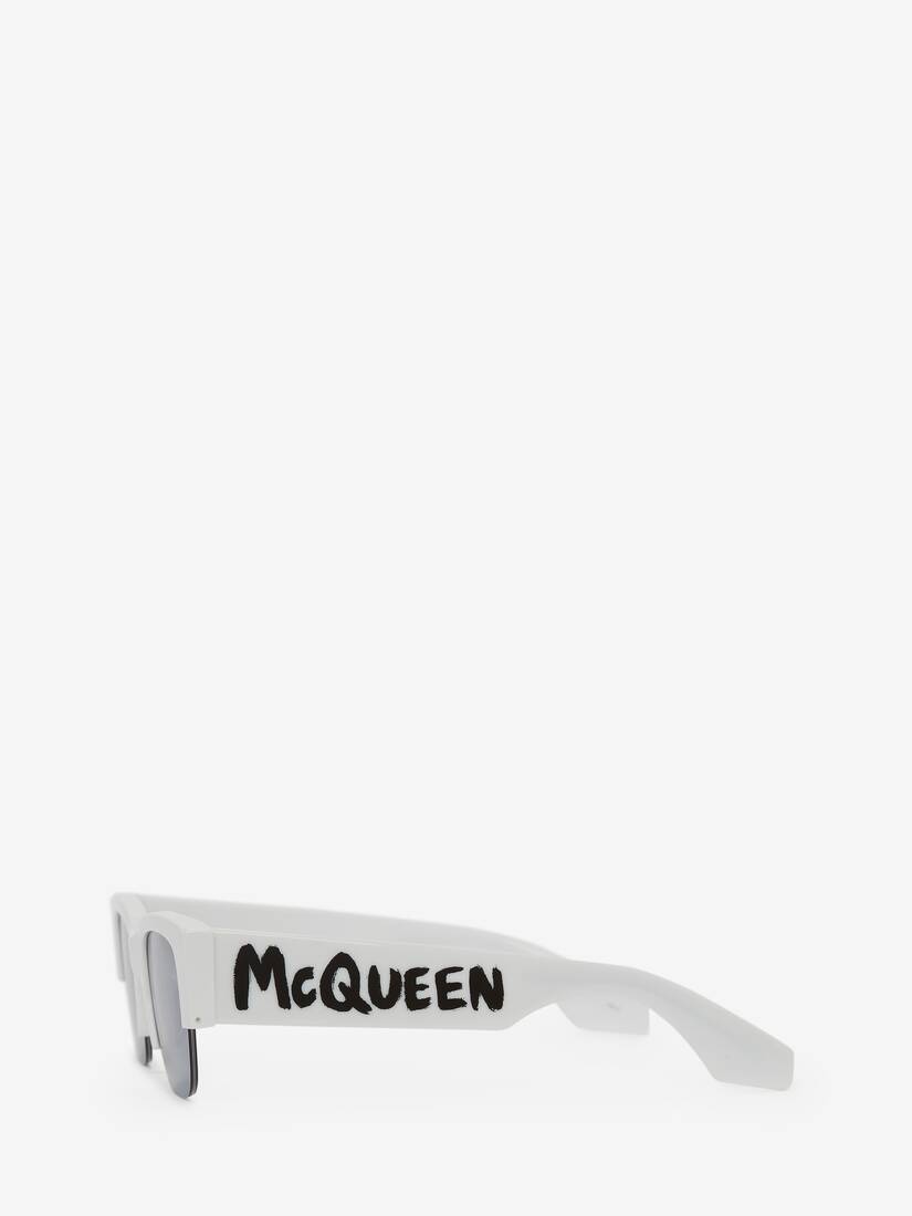 McQueen Graffiti Square Sunglasses in White/blue - 3