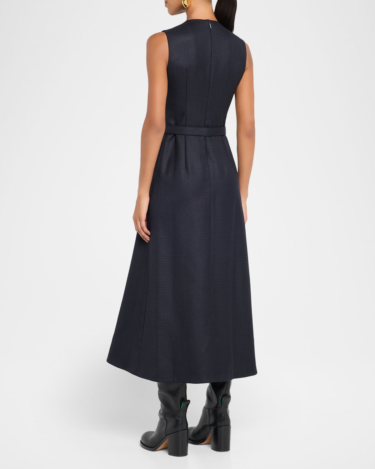 Amelia Prince Of Wales Belted Sleeveless Midi Dress - 3