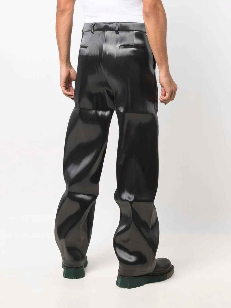 metallic-effect straight-leg trousers 4