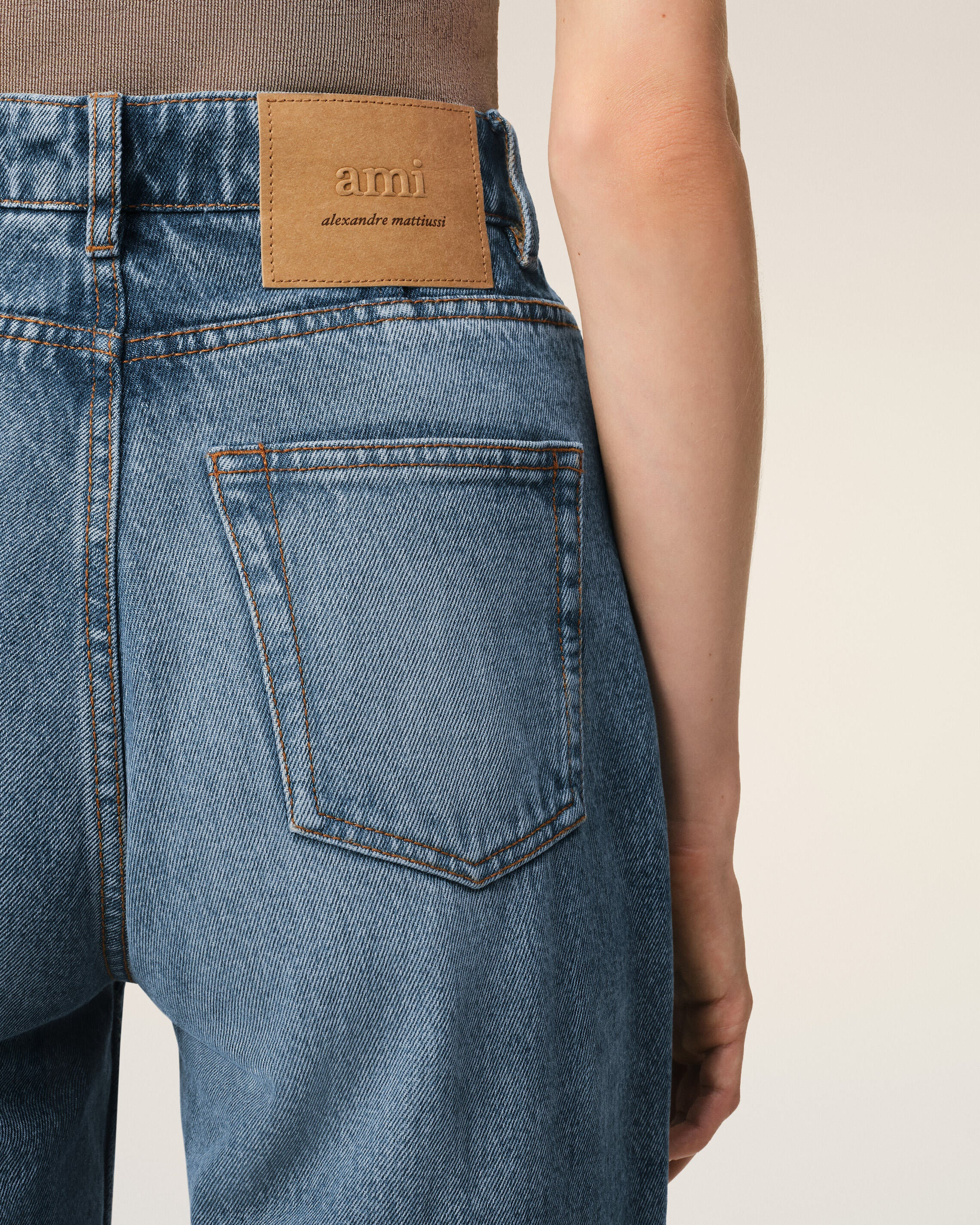 BLUE COTTON FLARE FIT JEANS - 5