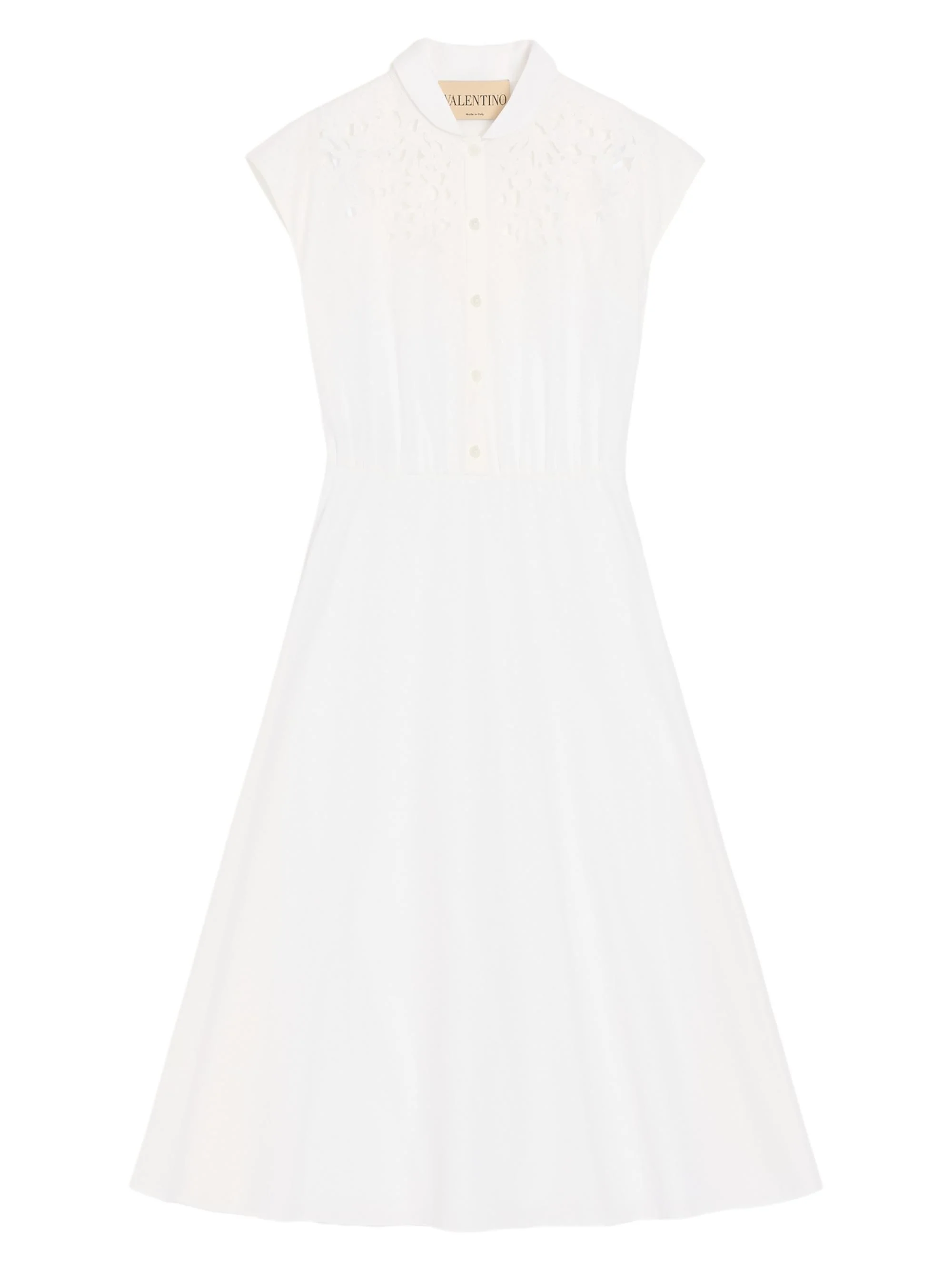 Women's Embroidered Poplin Midi Dress - White - 1