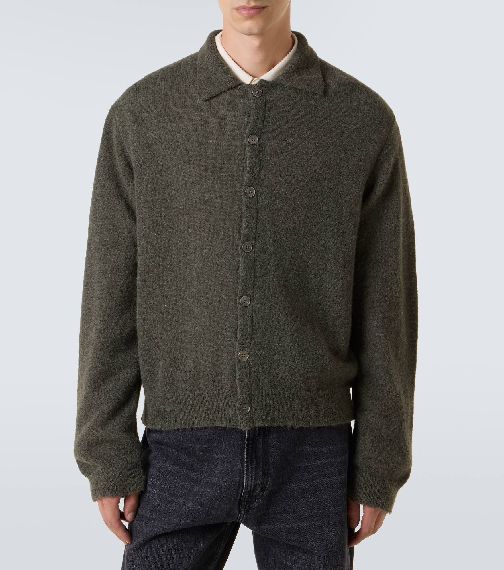 Evening alpaca wool-blend polo cardigan - 3