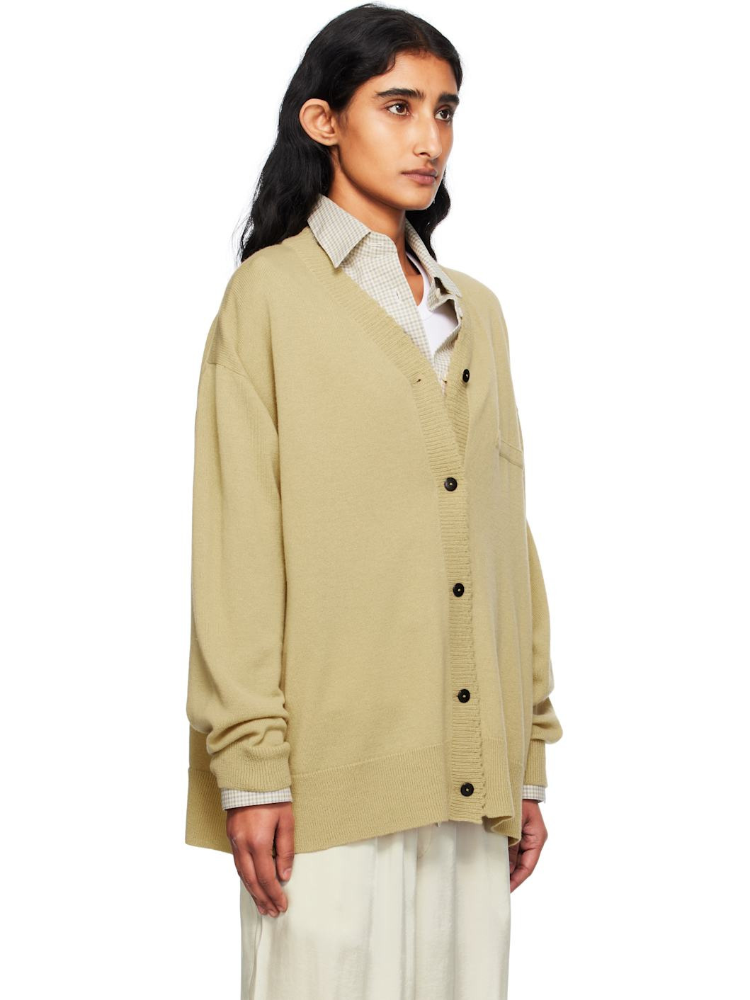 Yellow Merino Wool Classic Cardigan - 2