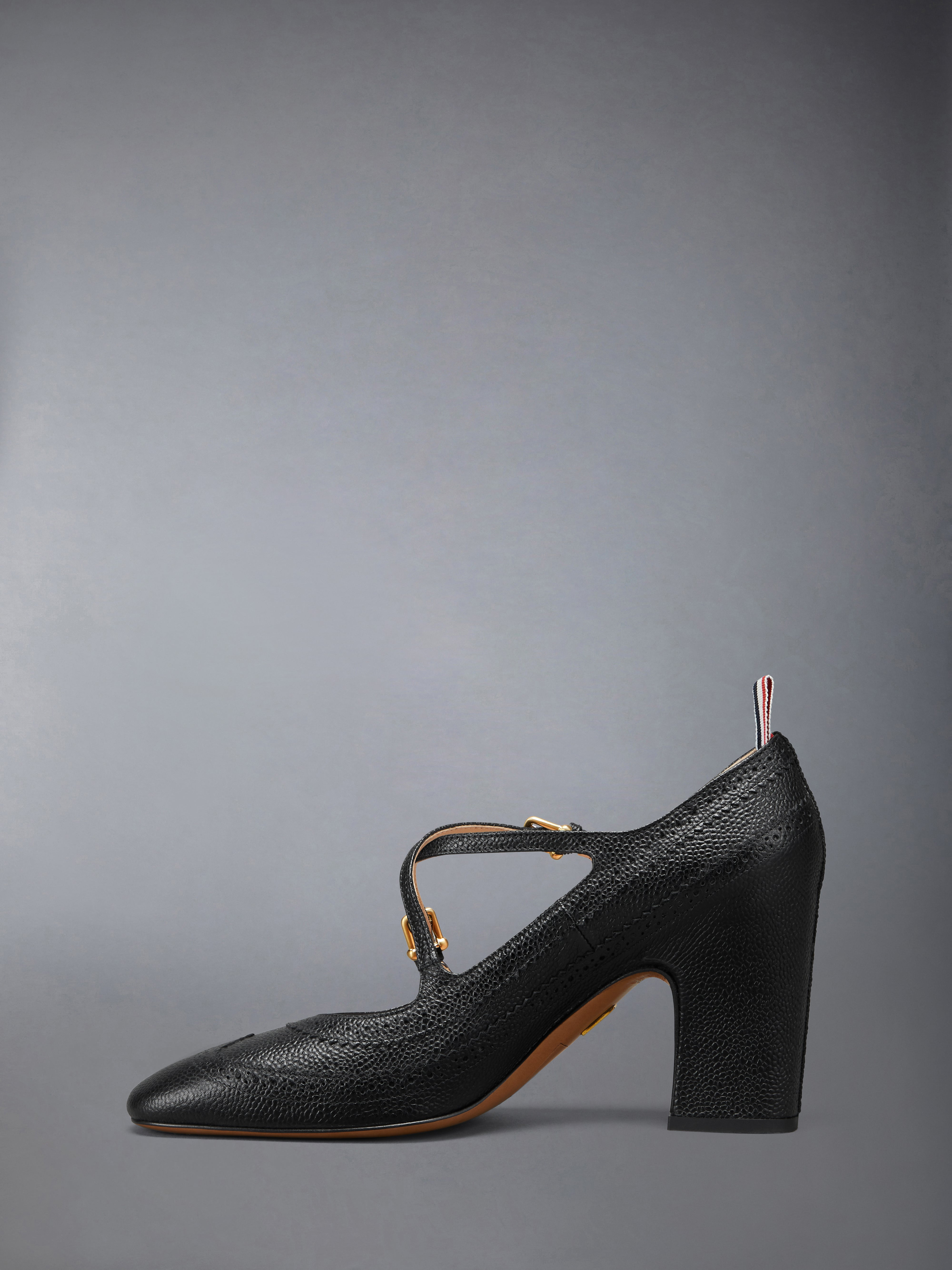 PEBBLE GRAIN 75MM BLOCK HEEL CRISS CROSS BROGUE THOM JOHN - 3