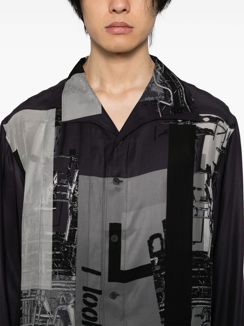 message-print switching-hem shirt - 5
