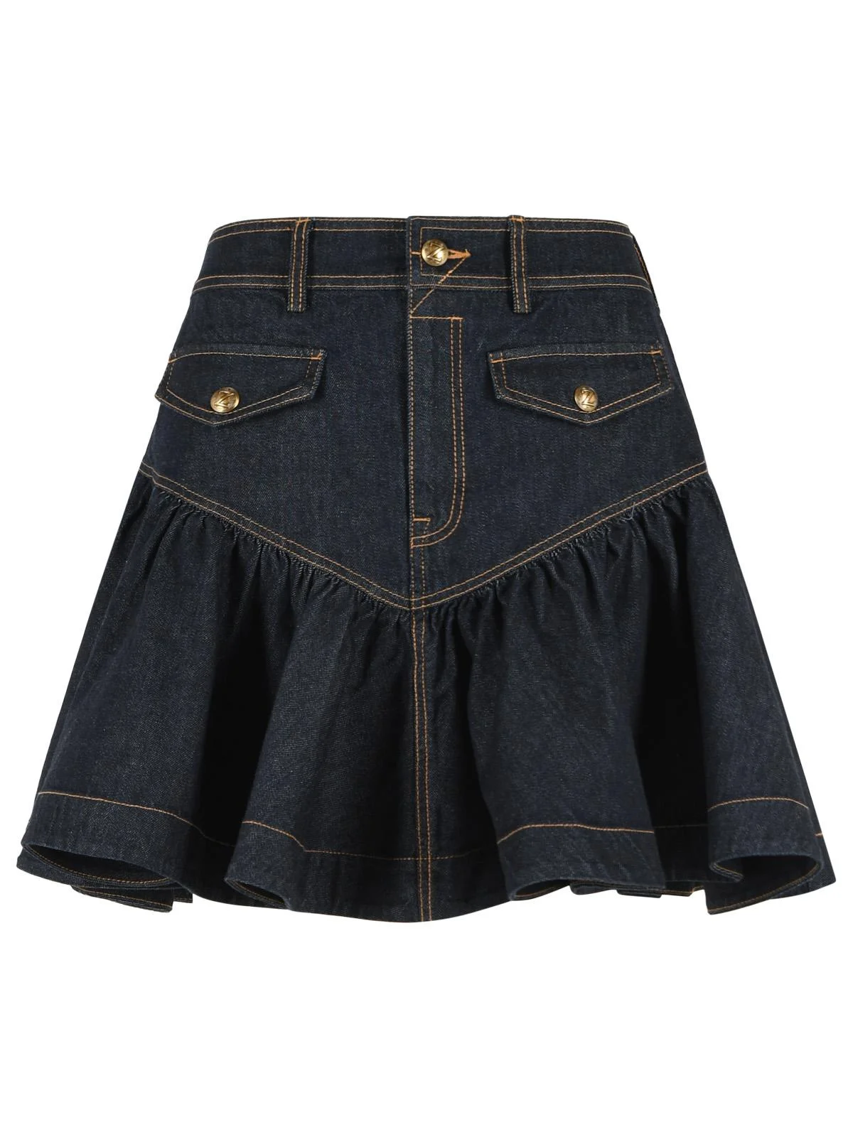 Zimmermann Frill Onyx Blue Denim Miniskirt - 1