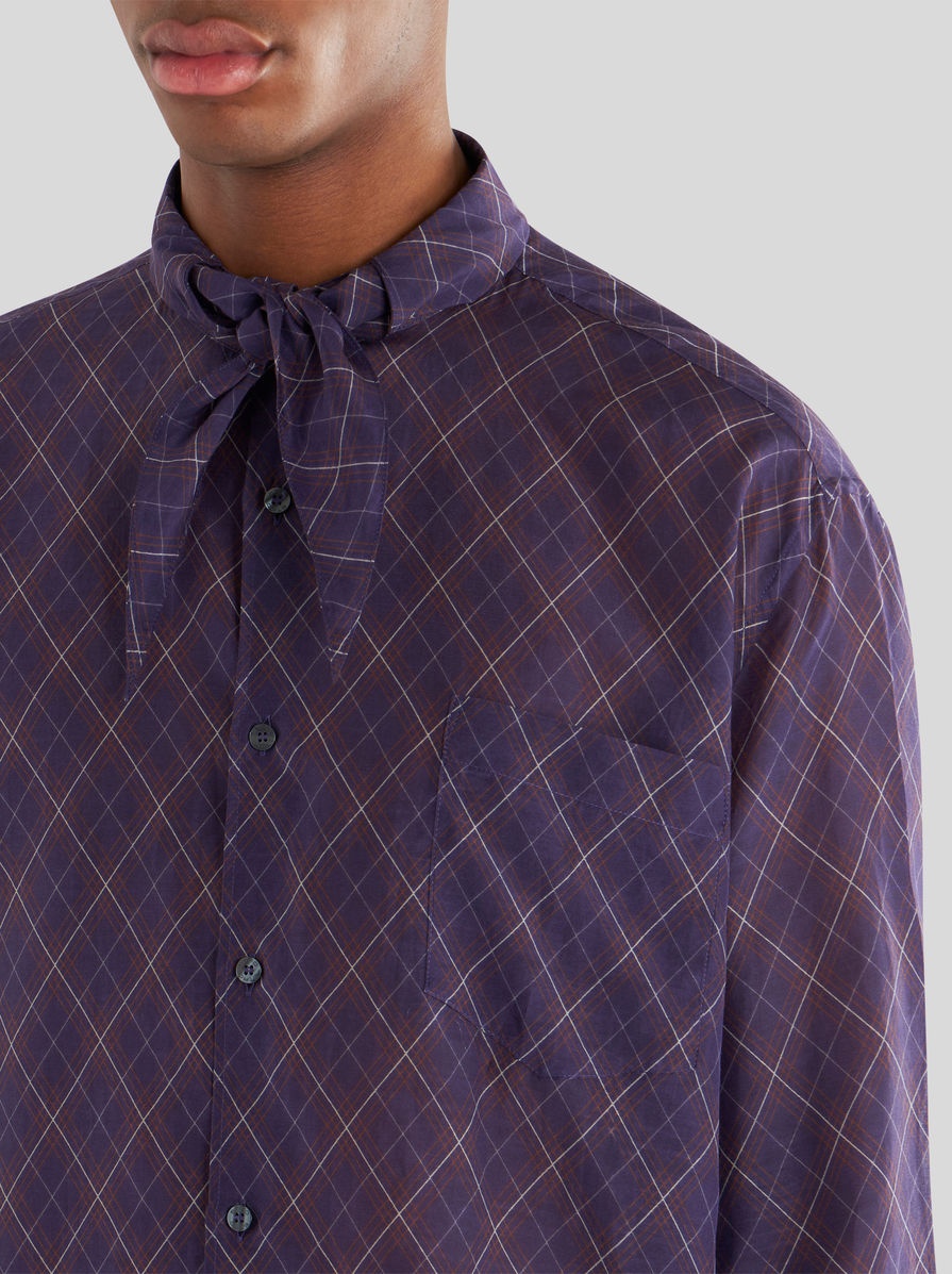 CHECK COTTON AND SILK SHIRT - 3