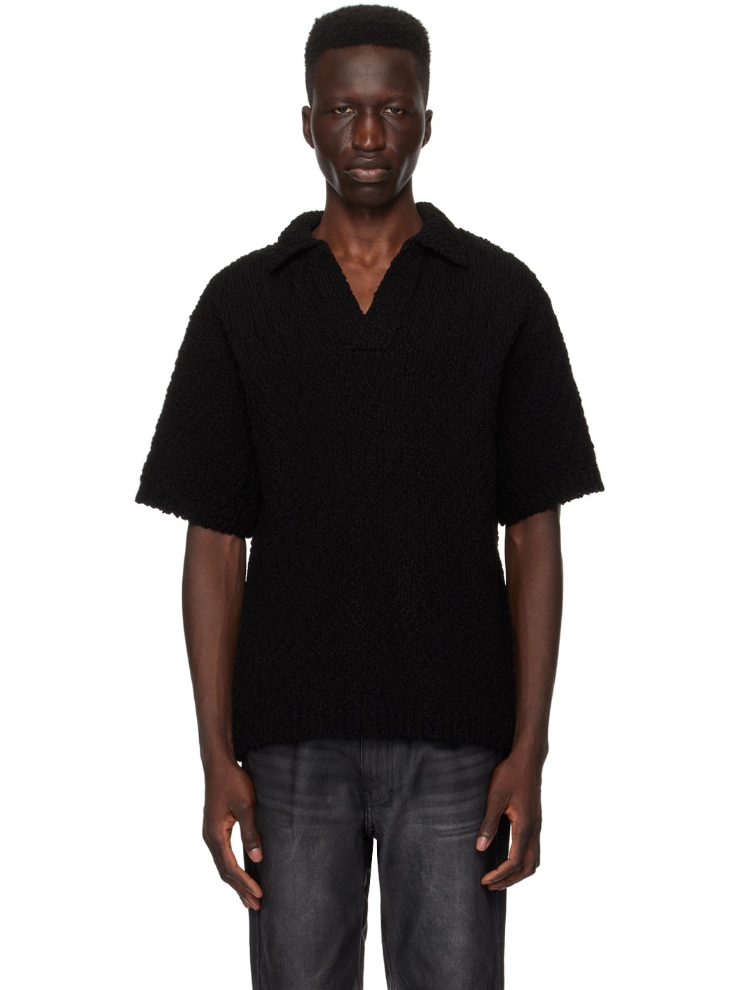 Black Open Polo - 1
