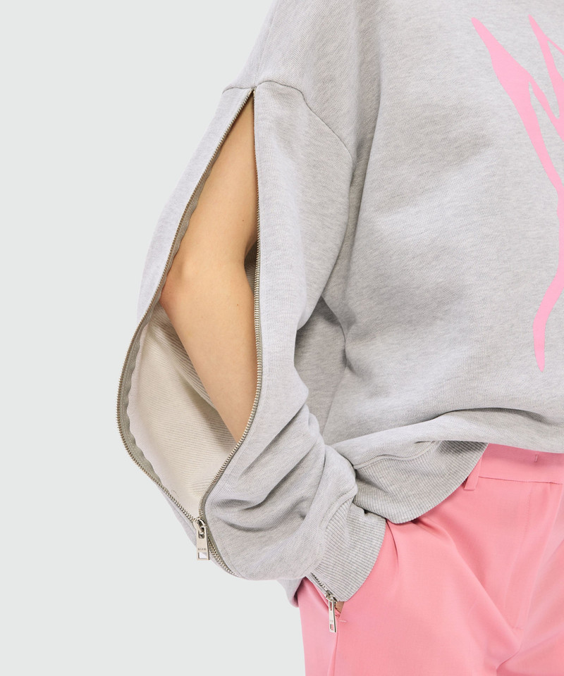 Gray mélange sweatshirt in jersey and "Sketched bunny" print 5