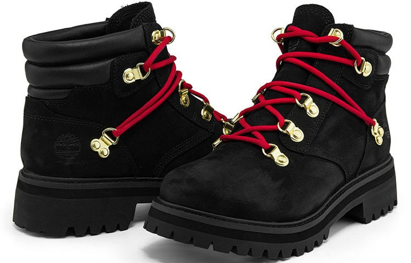 Timberland (WMNS) Timberland Holiday Luxe Waterproof Boot 'Black Nubuck Red' A2JVDW outlook