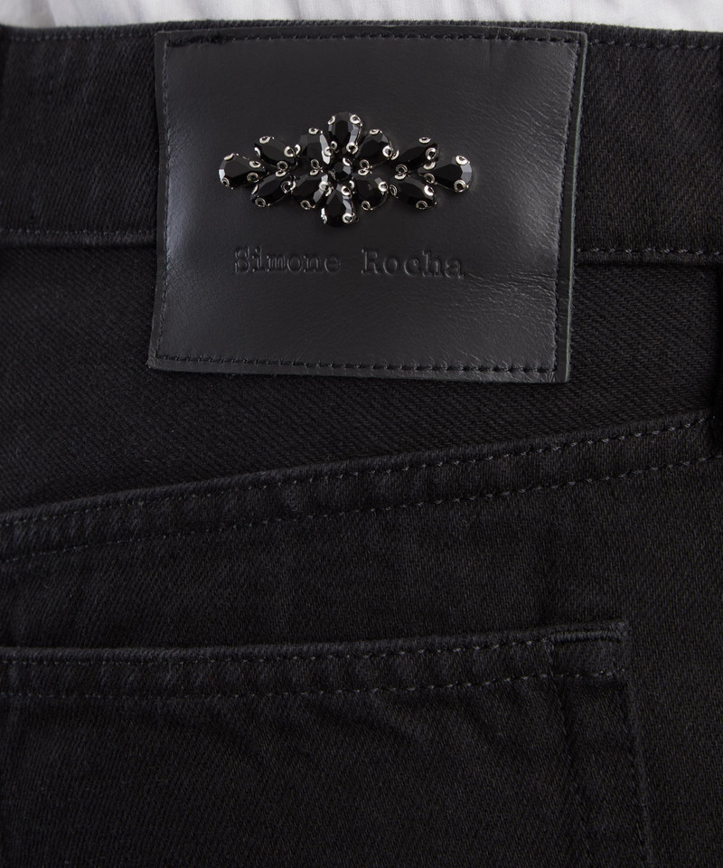 Black Turned-Up Cropped Wide-Leg Jeans 5