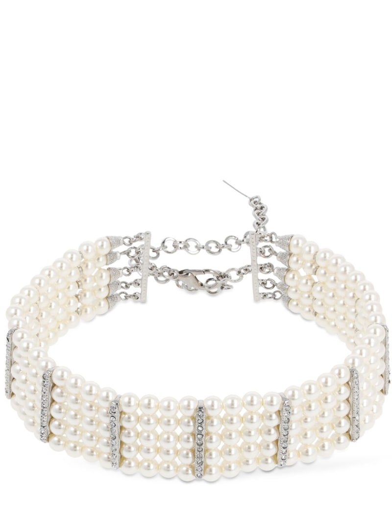 Faux pearl & crystal choker - 1