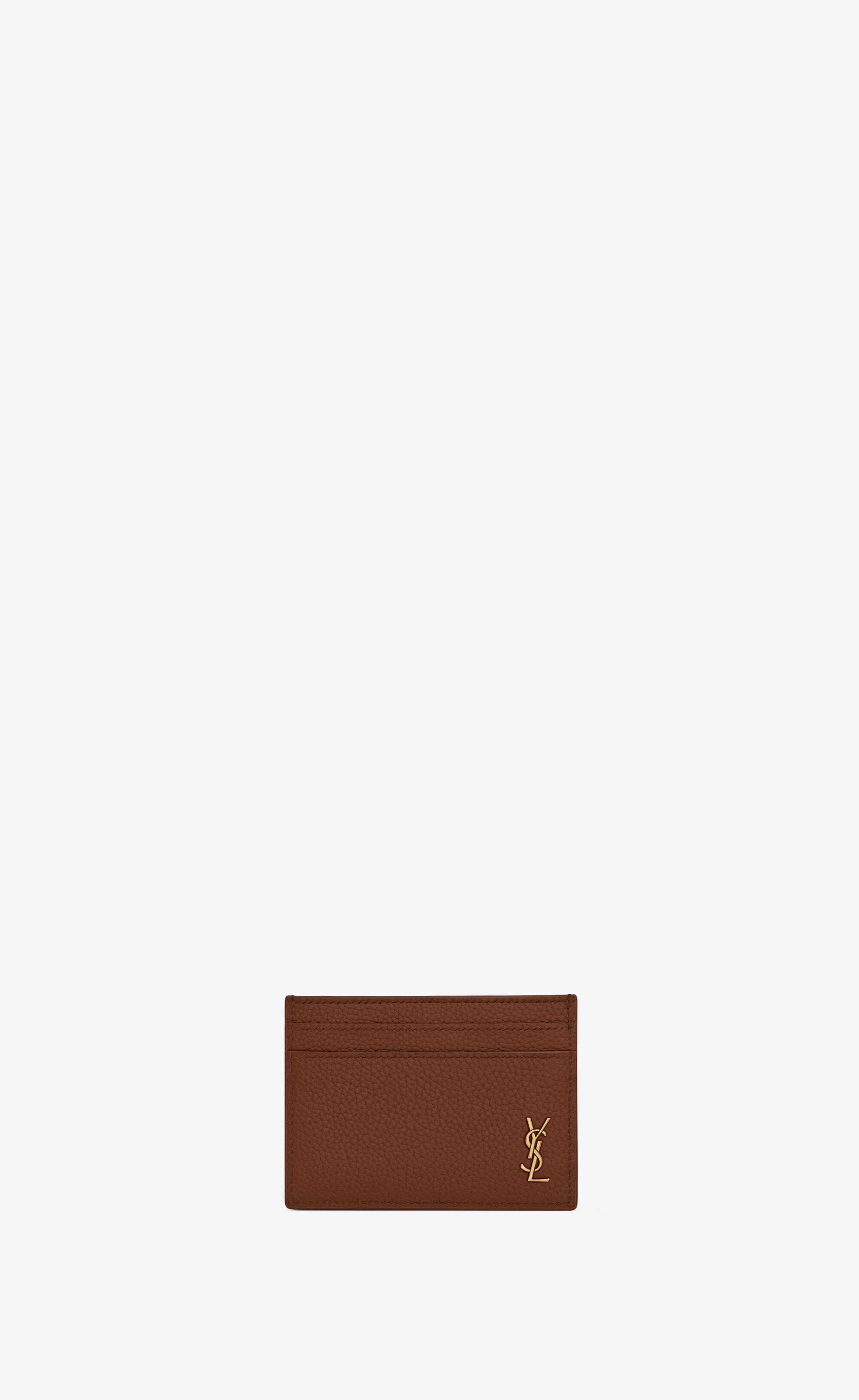 tiny monogram credit card case in grained leather - 1