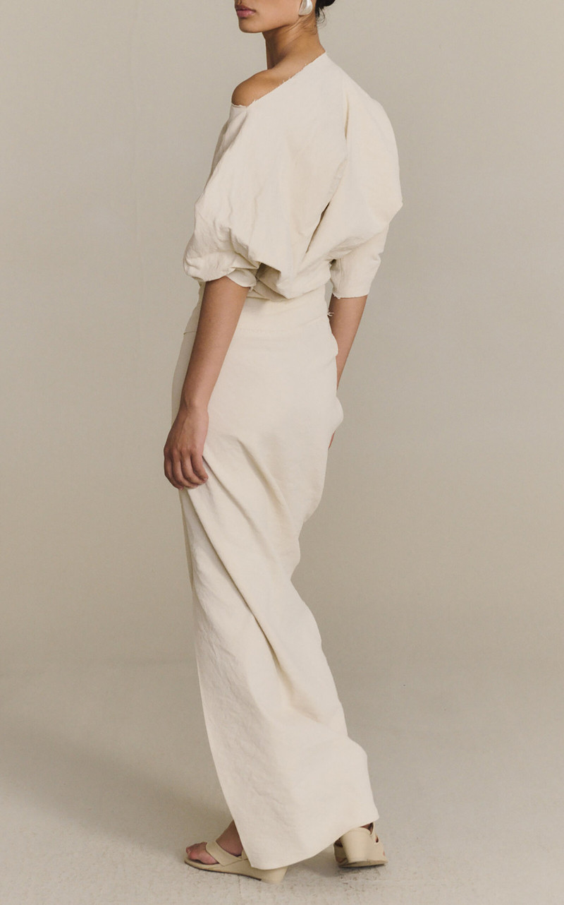 Arne Asymmetric Linen-Blend Maxi Skirt off-white 4