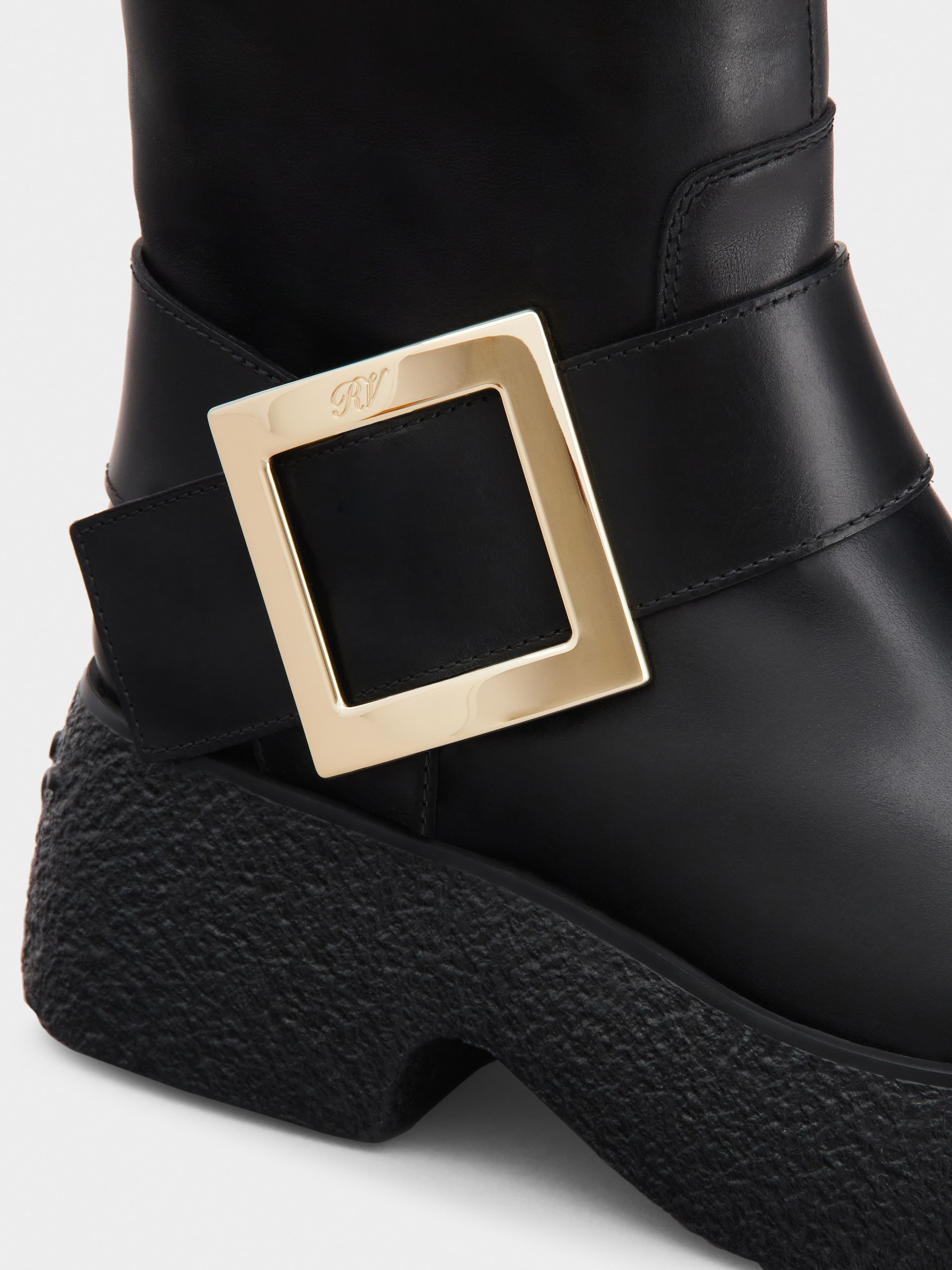 Viv' Rangers Platform Metal Buckle Biker Boots in Leather - 3