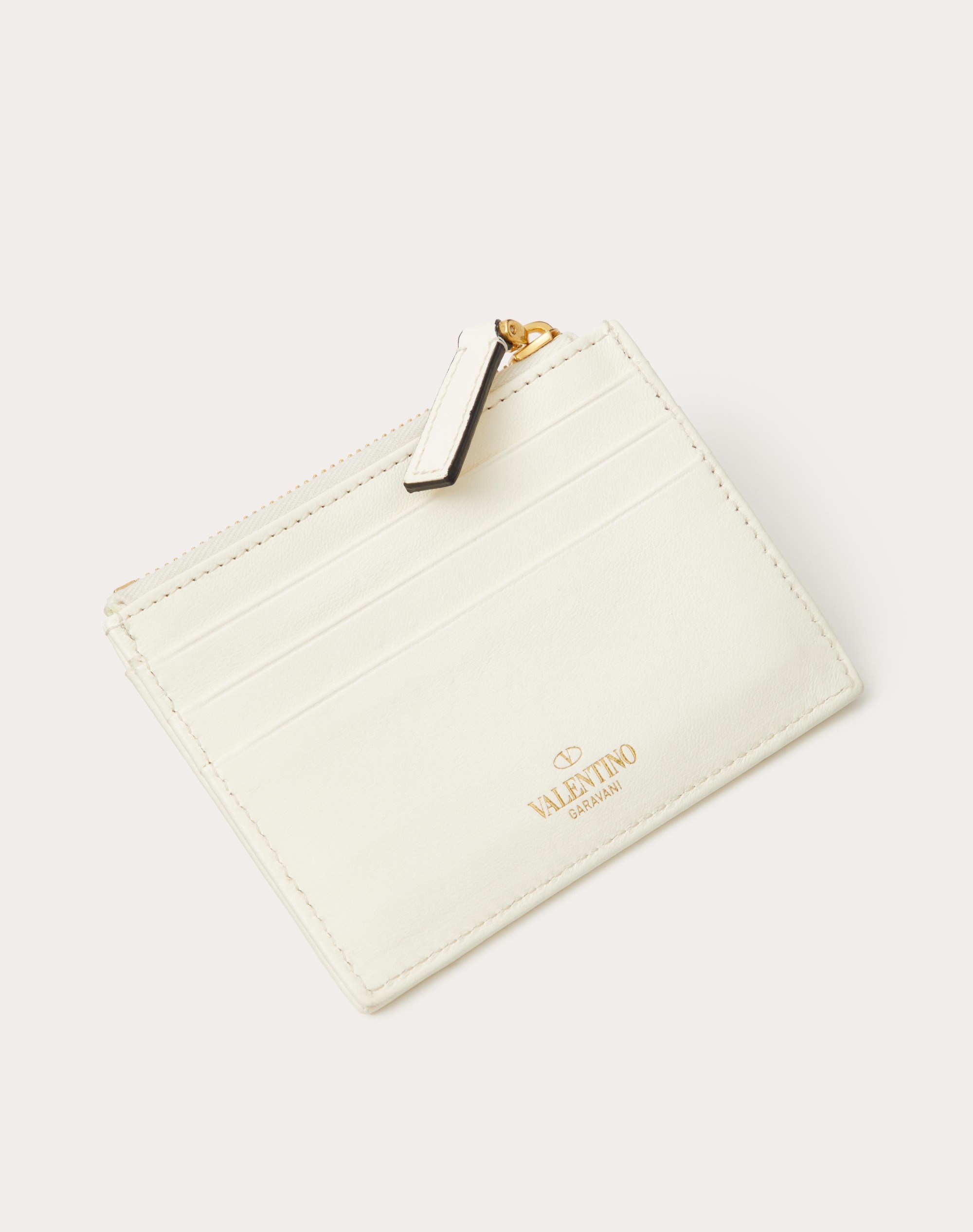 ROMAN STUD NAPPA LEATHER COIN PURSE WITH ZIPPER - 3