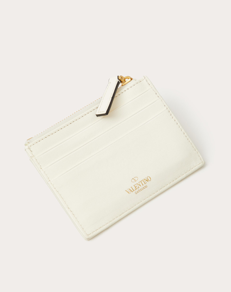 ROMAN STUD NAPPA LEATHER COIN PURSE WITH ZIPPER 3