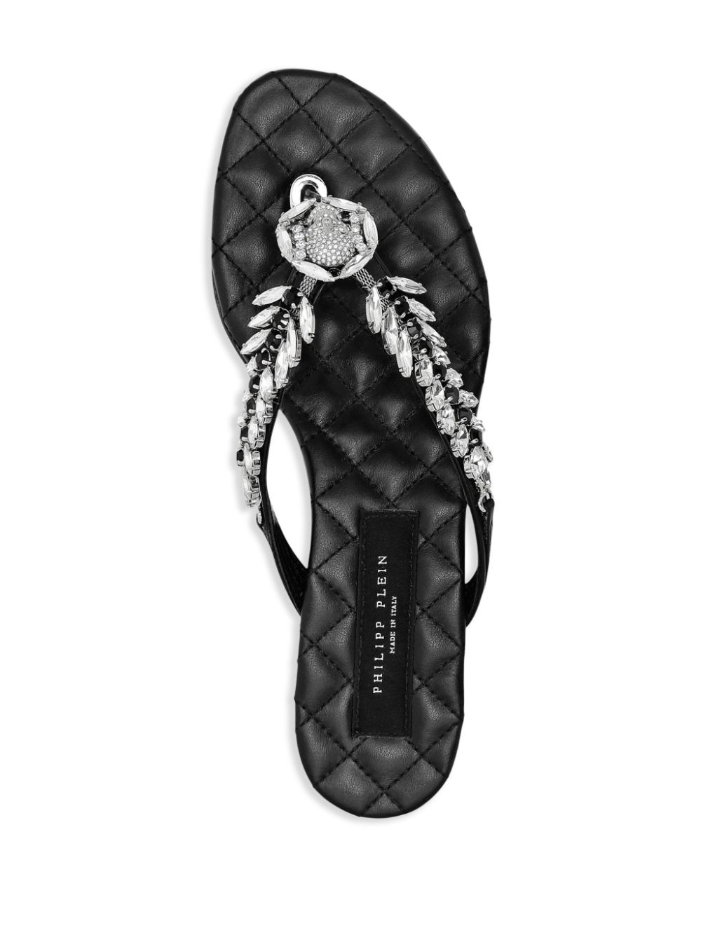 crystal-embellished leather flip-flops - 4