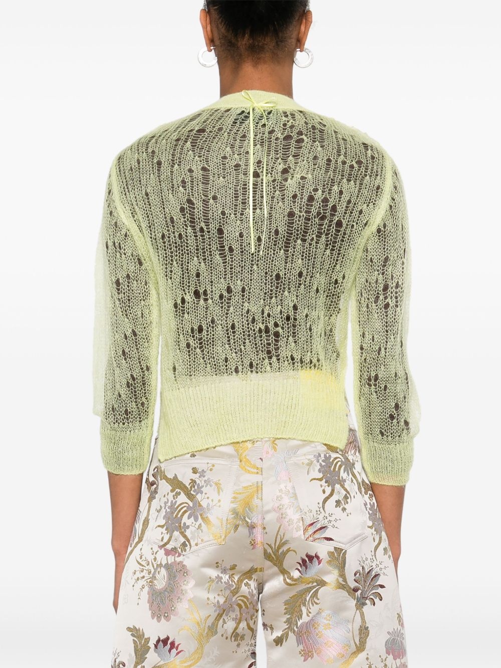 bow-detail cropped cardigan - 4
