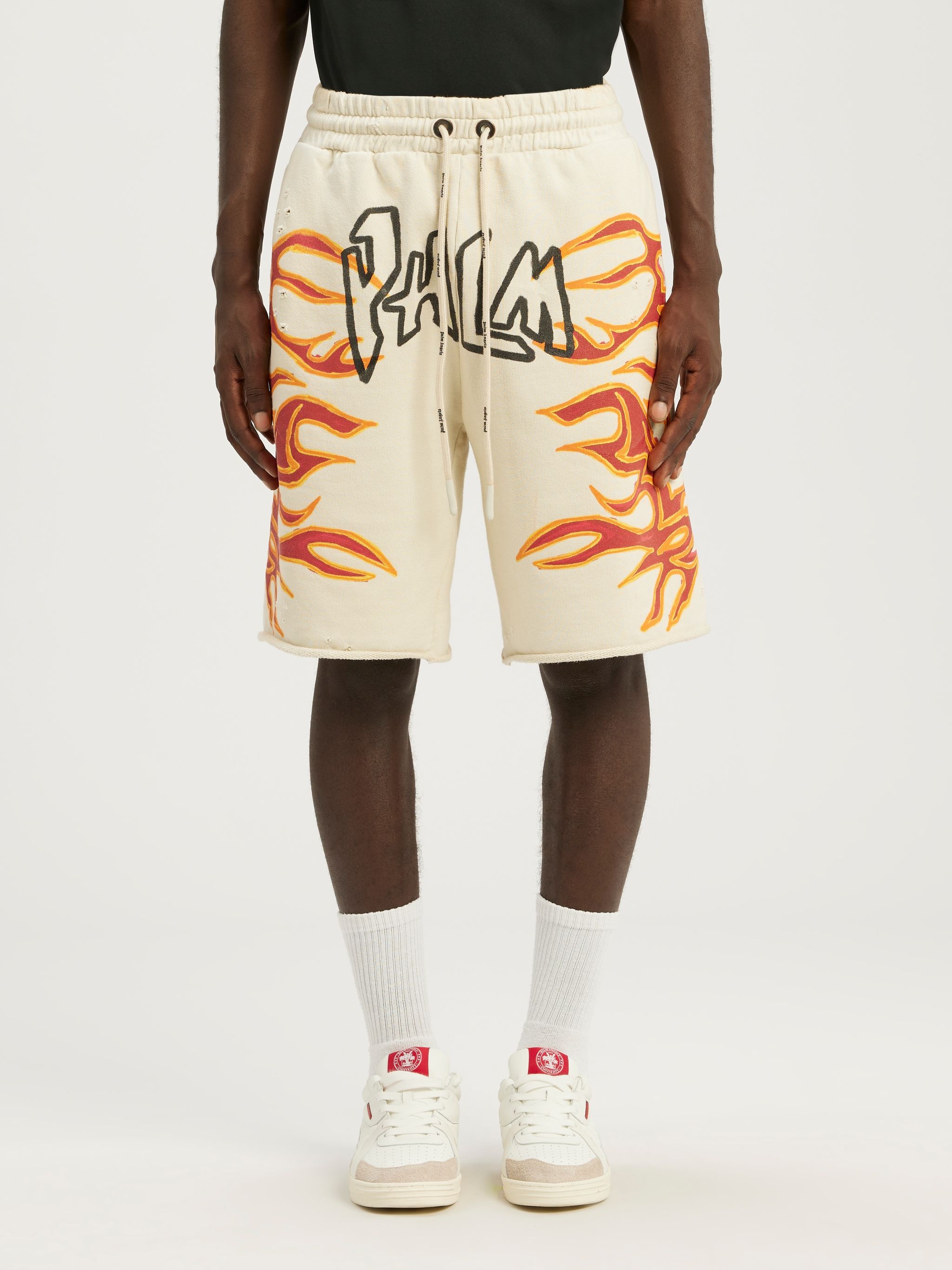 GARMENT DYE GRAFFITI FLAMES SWEATSHORTS - 3