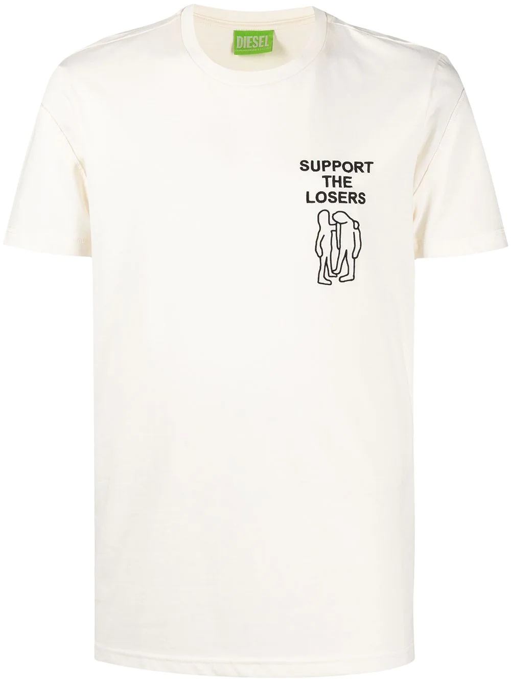 slogan-embroidered short-sleeved t-shirt - 1