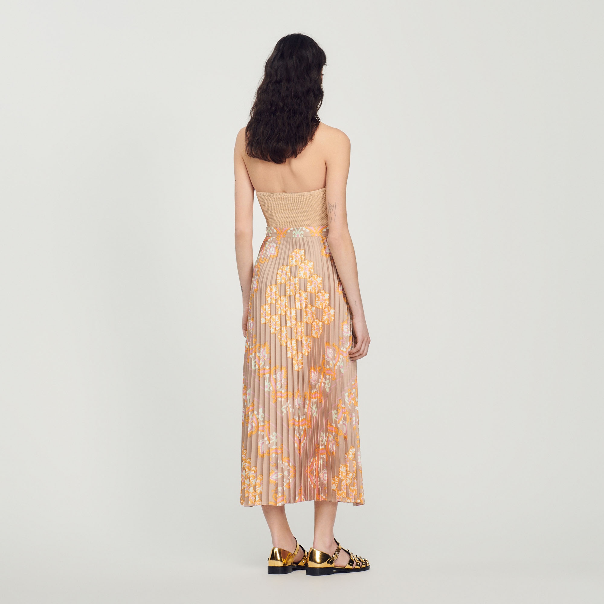Long printed skirt with pleats - 6