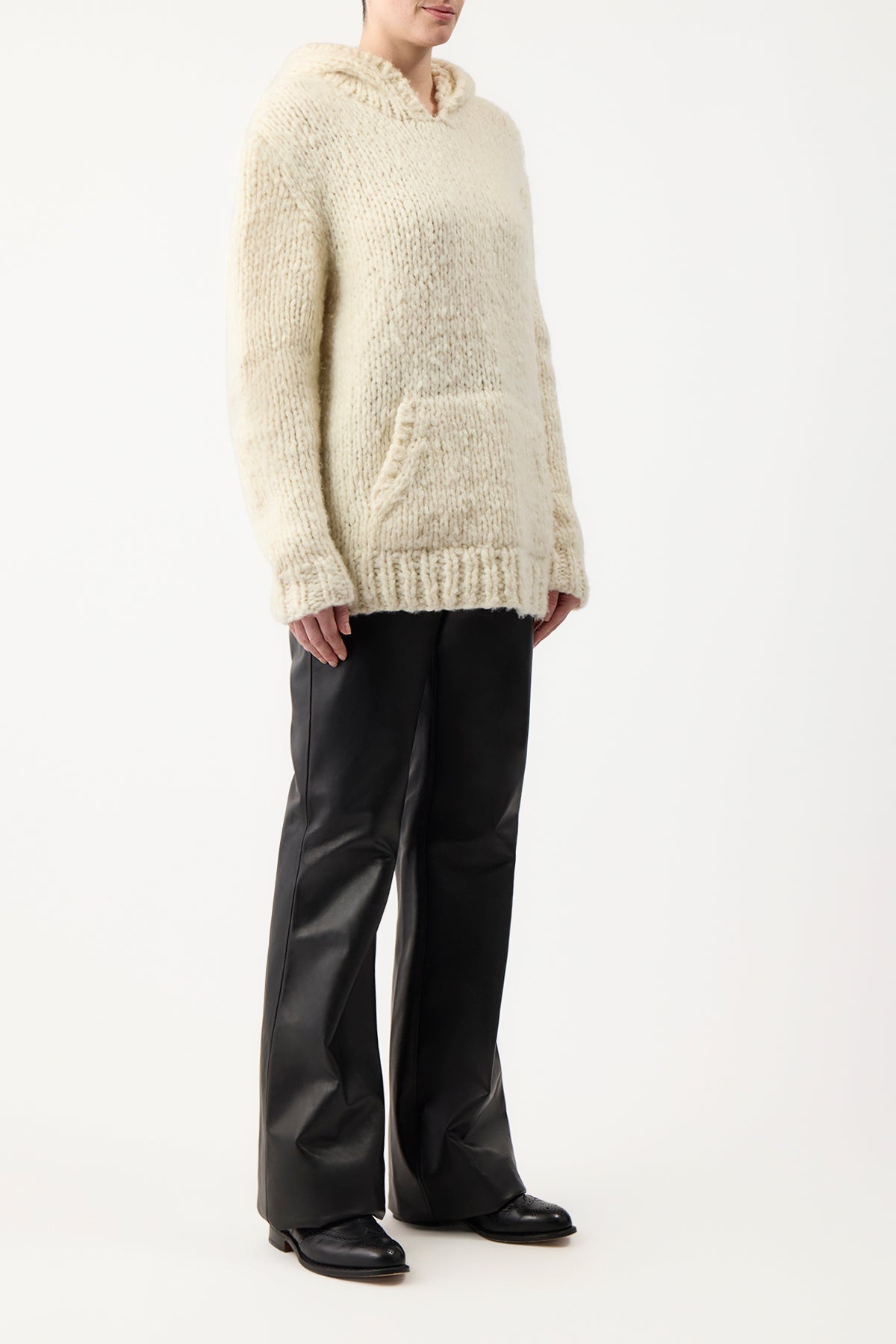 Carlton Hoodie in Ivory Welfat Cashmere - 3