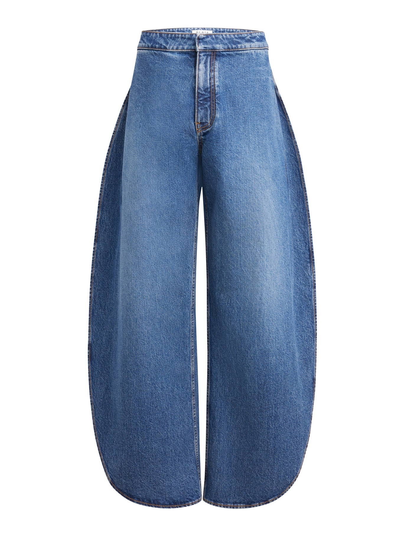 STONE WASHED DENIM ROUNDED JEANS - 1