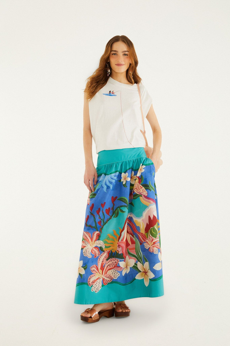 FARM RIO Off-White Fishing Dreams Padded Shoulder T-Shirt outlook