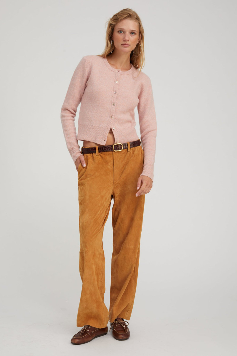 SPRWMN NUTMEG SUEDE RELAXED TROUSERS outlook