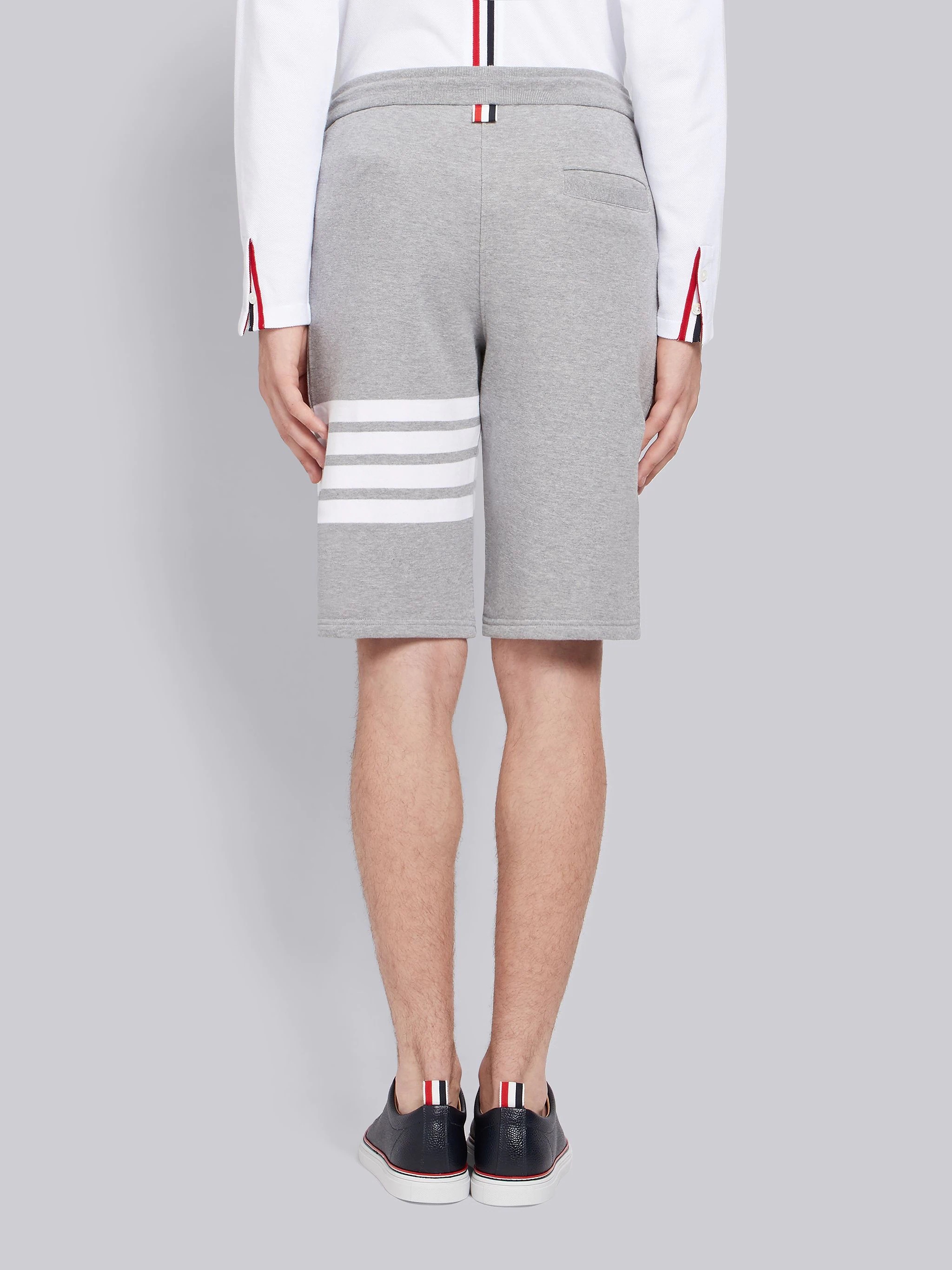 Light Grey Cotton Loopback Engineered 4-Bar Sweat Shorts - 3