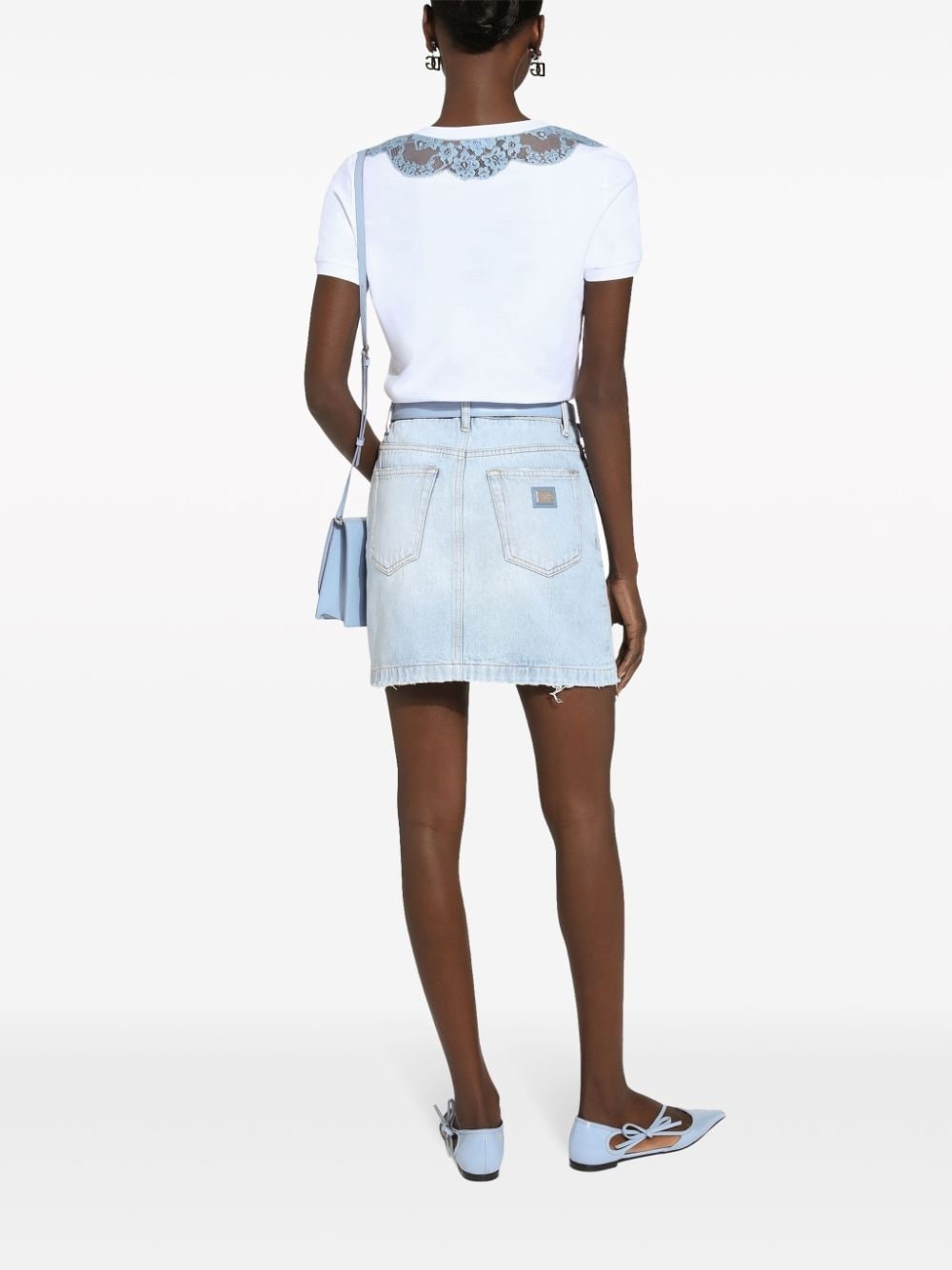 logo-plaque denim skirt - 4