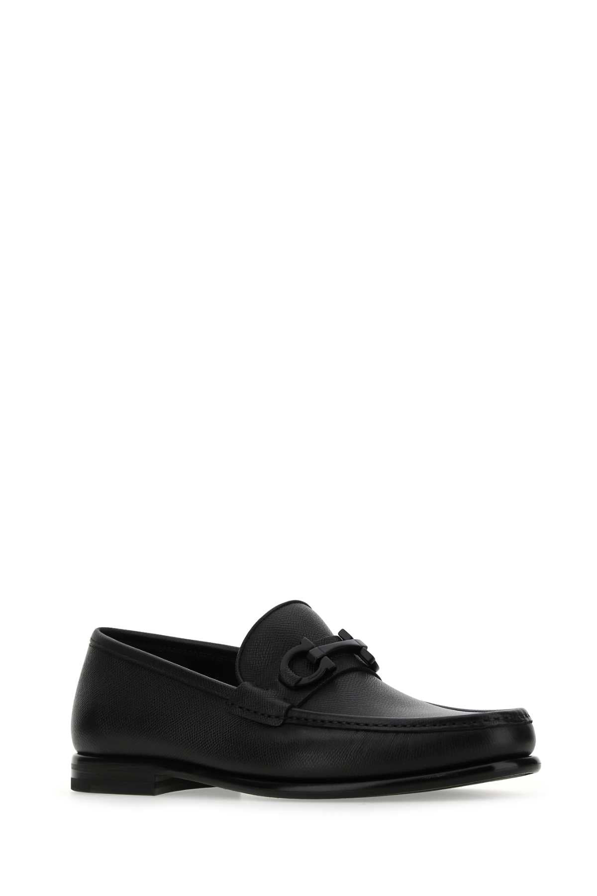 Salvatore Ferragamo Men Black Leather Loafers - 2