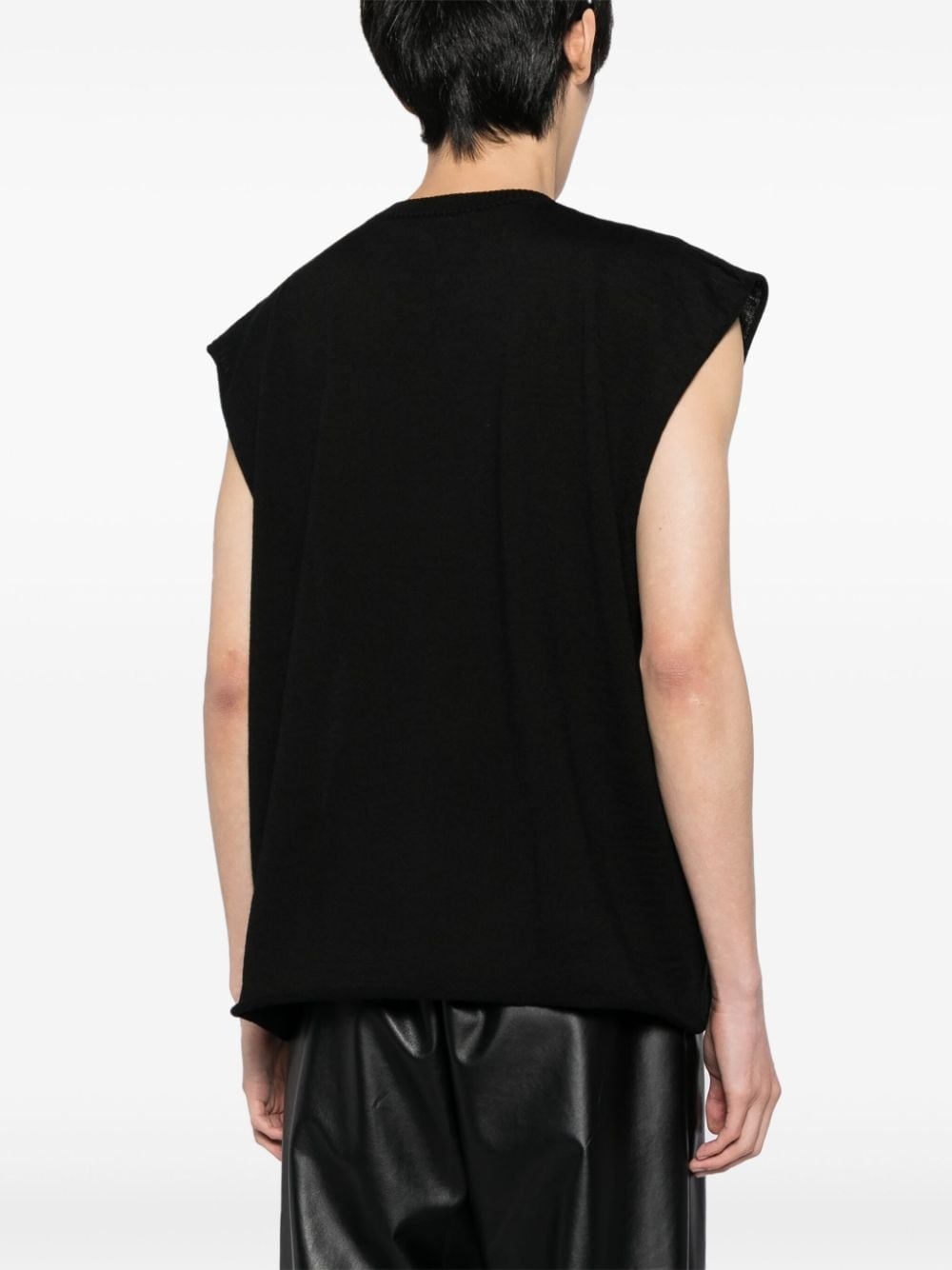 logo-print fine-knit vest - 4