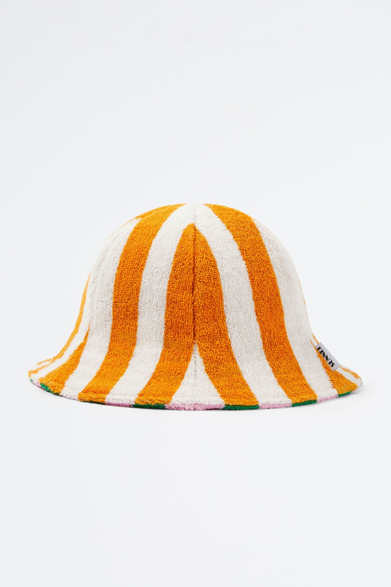 SUNNEI ORANGE & WHITE STRIPED COTTON HAT outlook